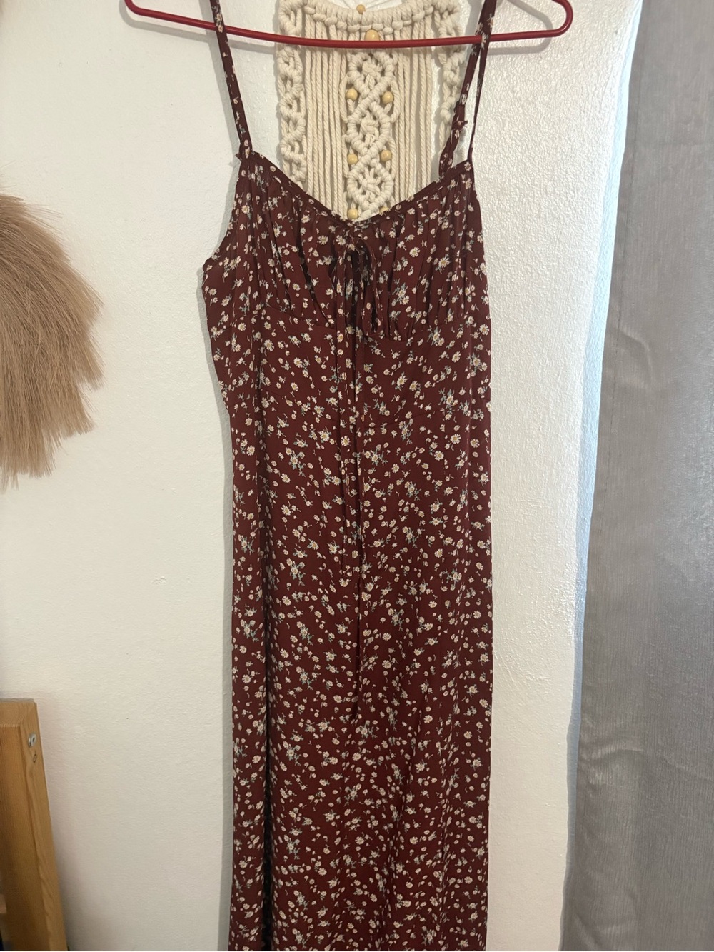 Boho Chic Floral Midi/Maxi Dress - Earthy Brown & Daisy Print
